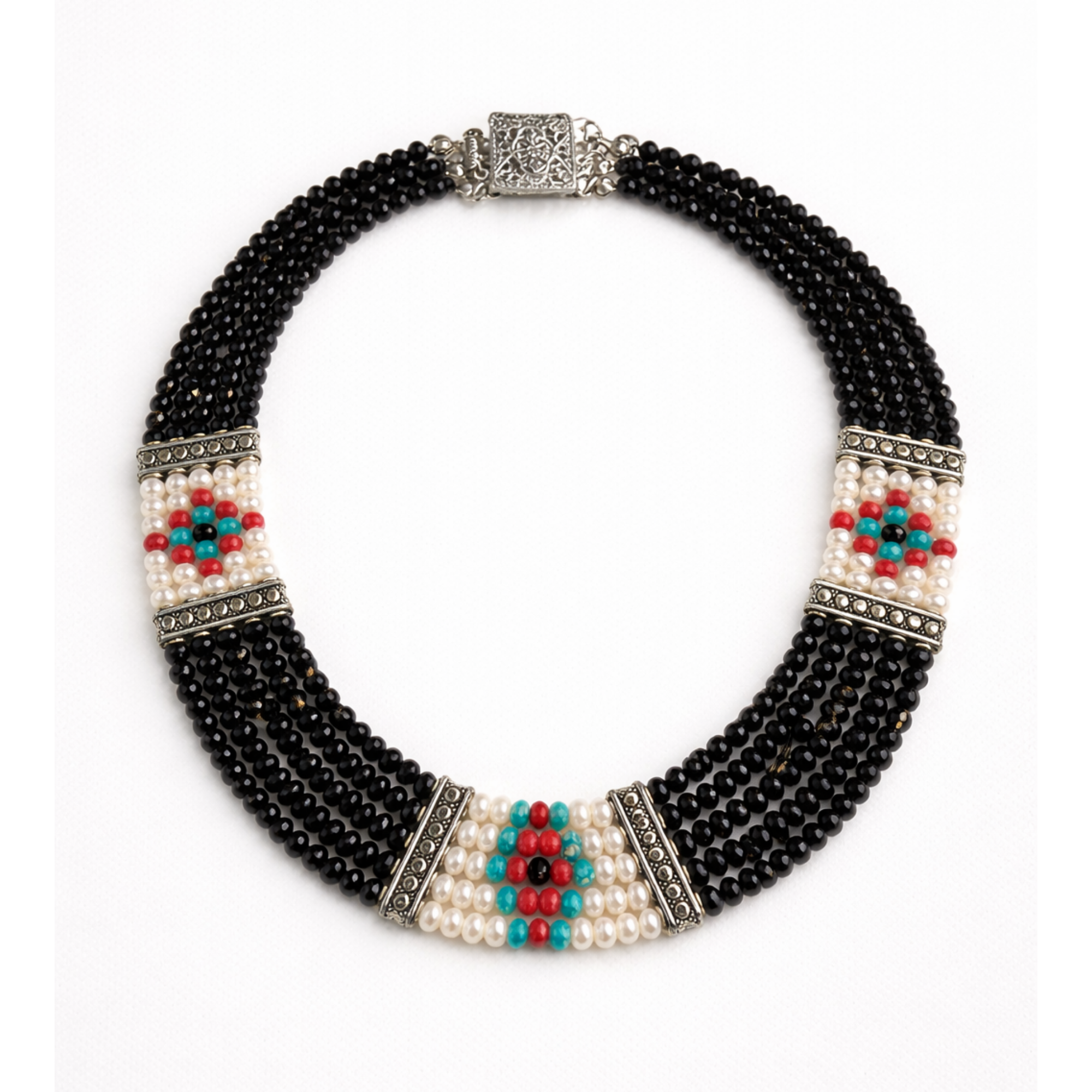 The Onyx Nomad - Hand-Woven Multi-Strand Tribal Necklace