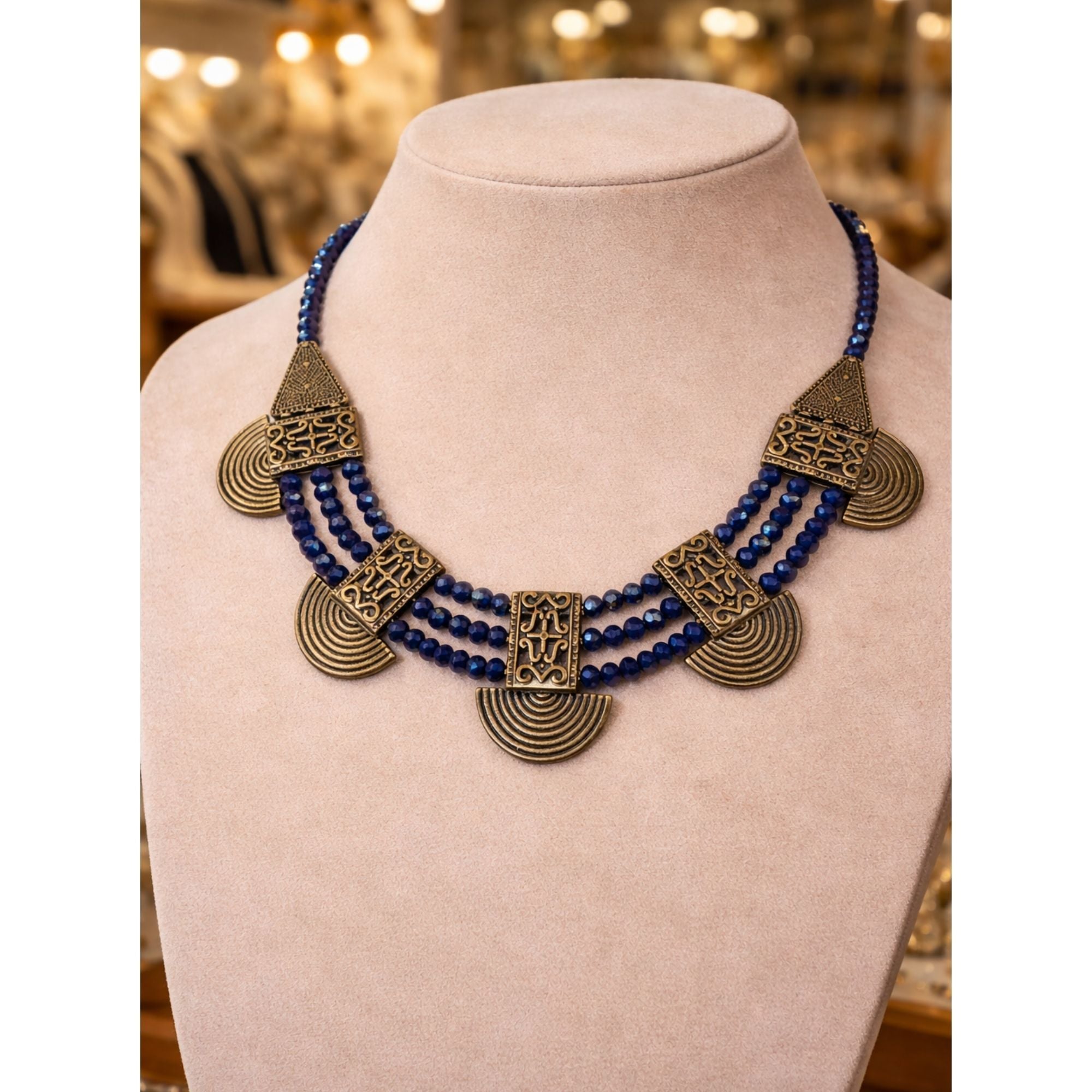 The Indigo Nomad - Hand-Woven Tribal Statement Necklace
