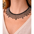 The Midnight Fringe - Hand-Woven Minimalist Statement Necklace