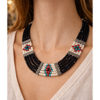 The Onyx Nomad - Hand-Woven Multi-Strand Tribal Necklace