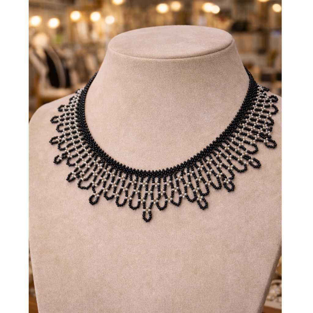 The Midnight Fringe - Hand-Woven Minimalist Statement Necklace