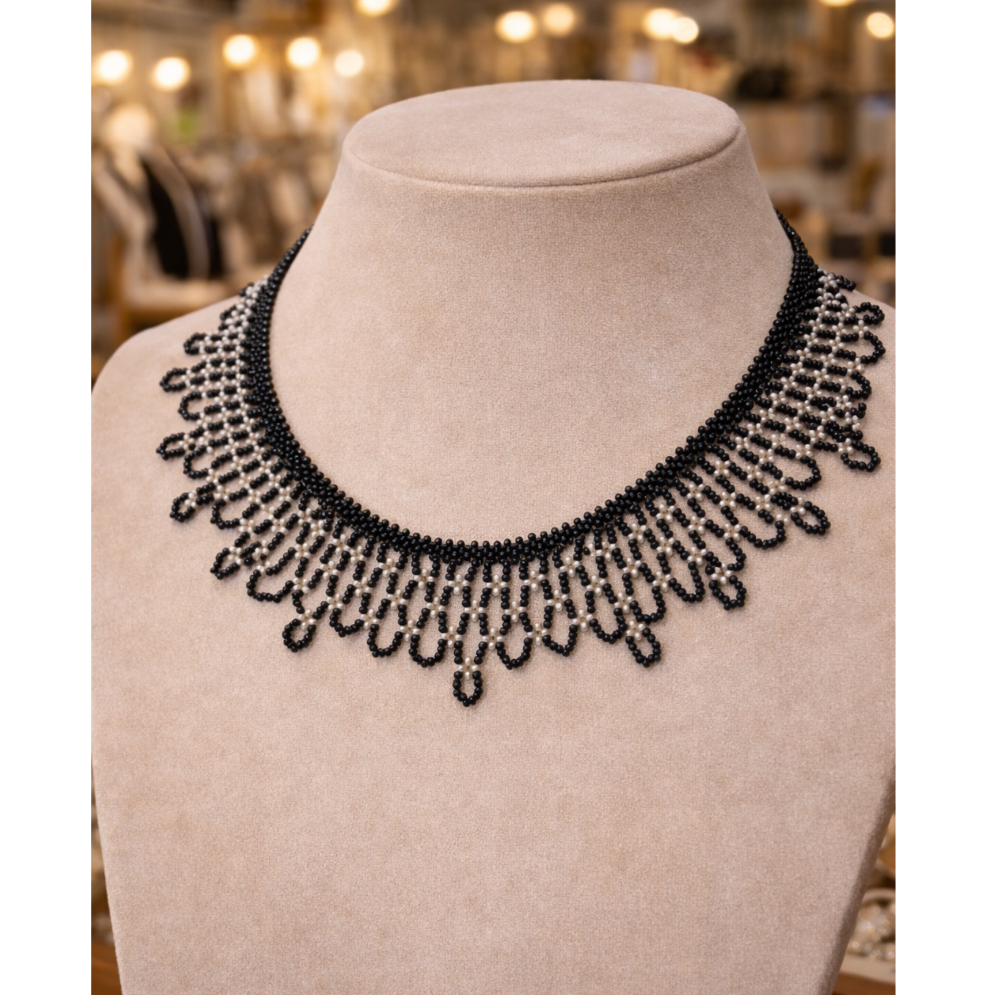 The Midnight Fringe - Hand-Woven Minimalist Statement Necklace