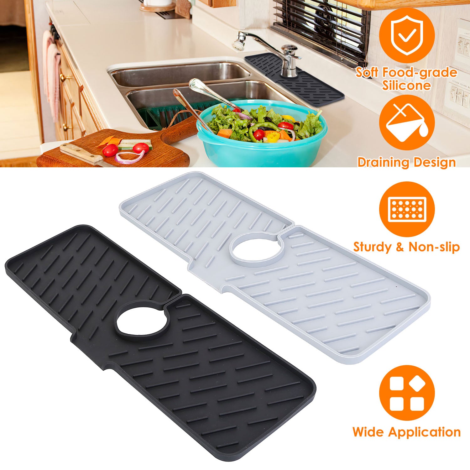 Stop Water Build-Up Around Your Faucet – Self-Draining Silicone Sink Guard